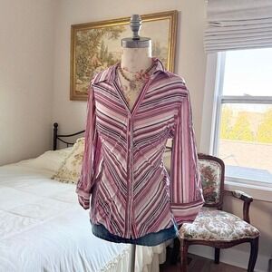 pink striped button top  y2k maurices pink striped button top